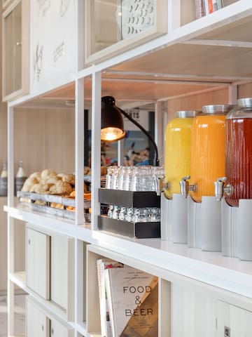 a shelf with drinks in it