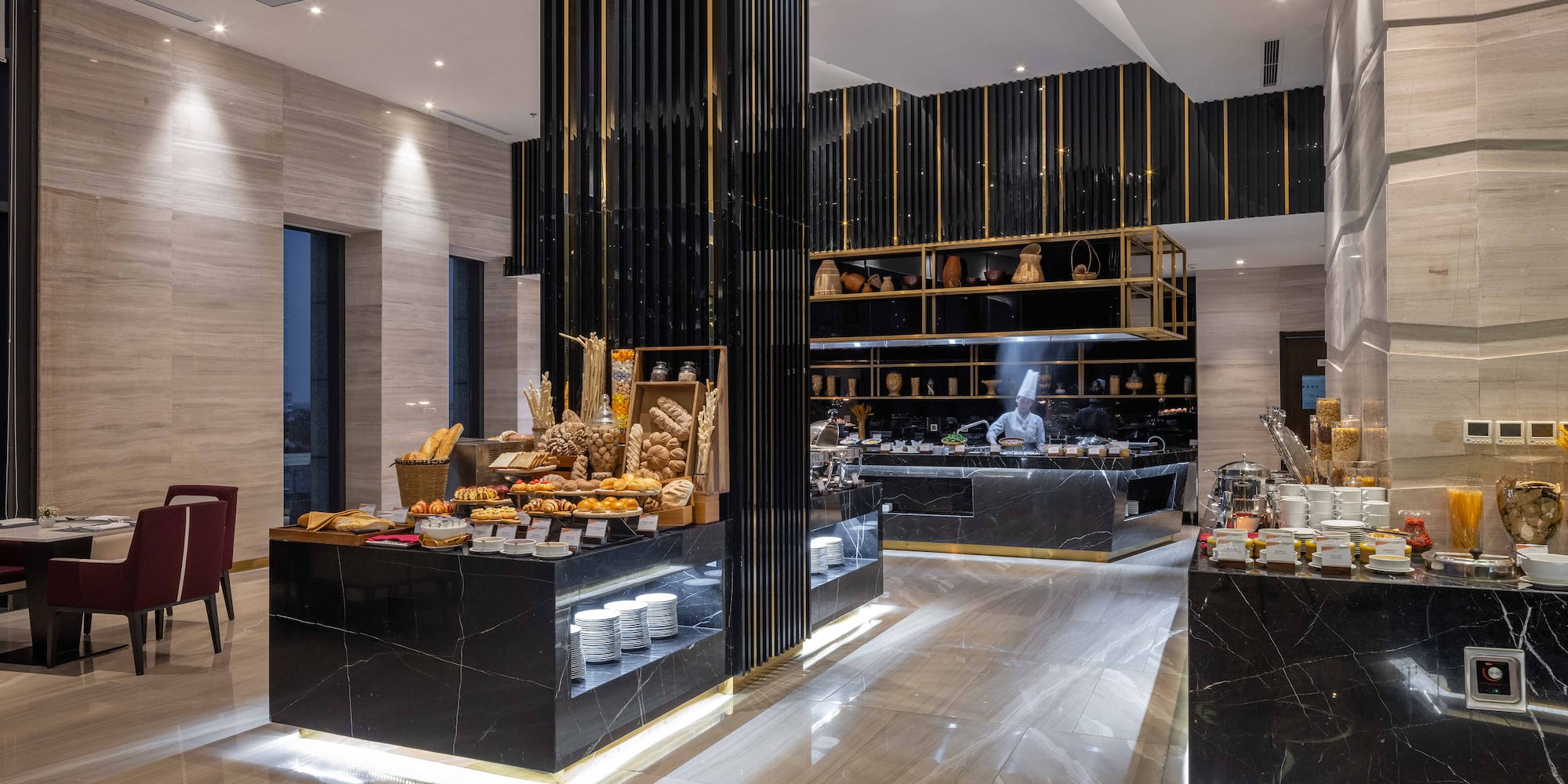 a food display in a restaurant