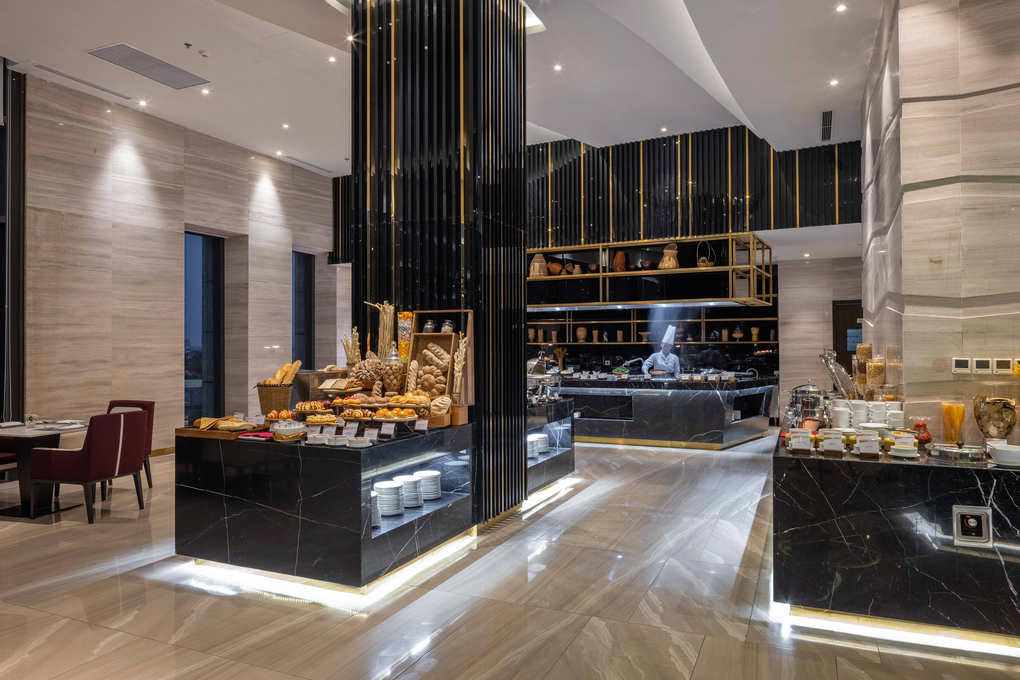 a food display in a restaurant