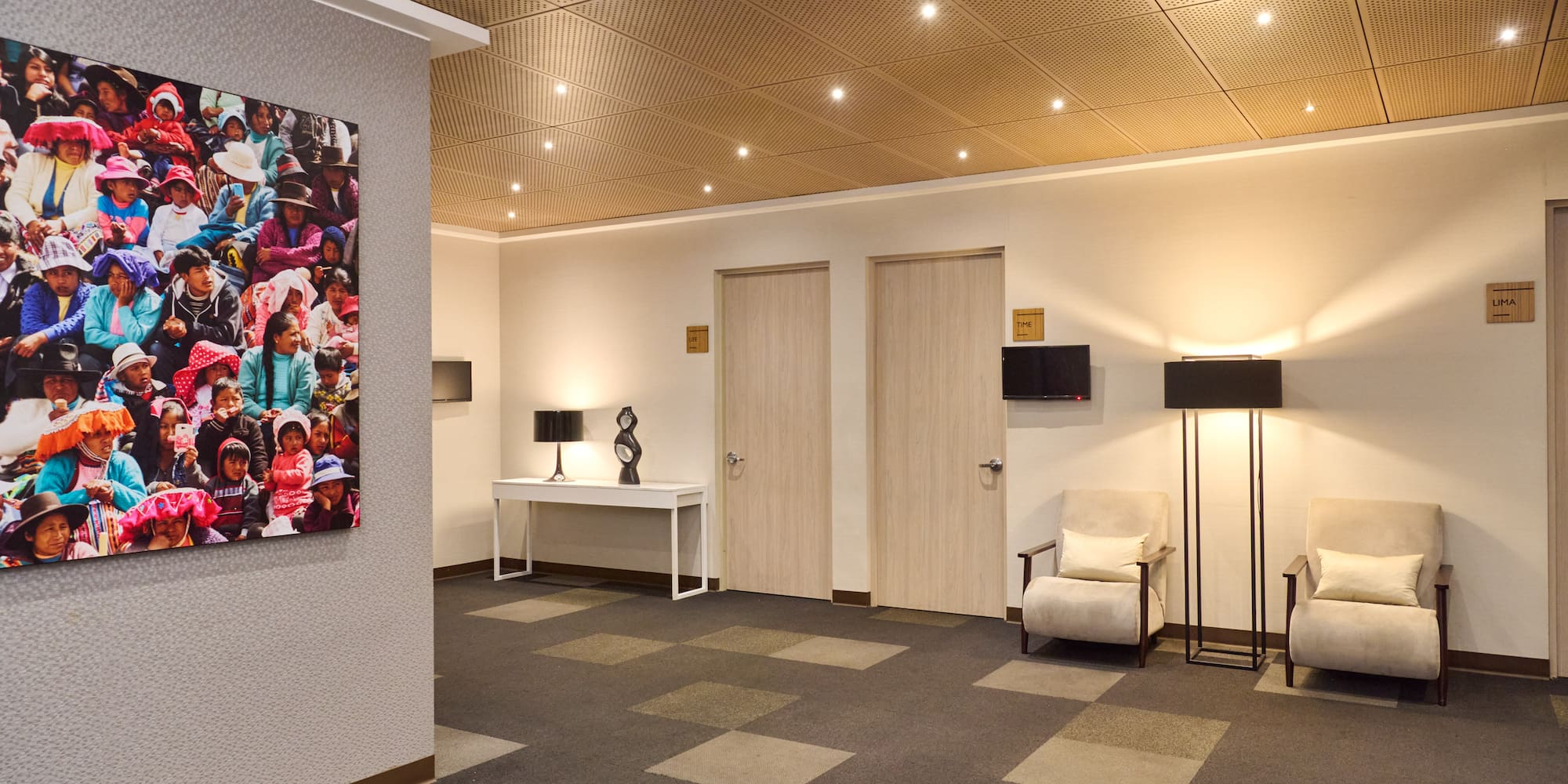 a room with a picture on the wall