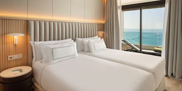 two beds in a hotel room