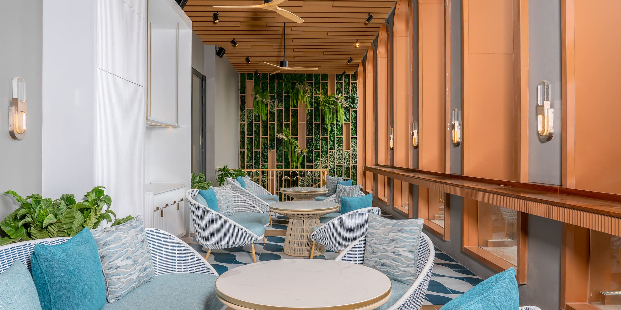 a room with chairs and tables