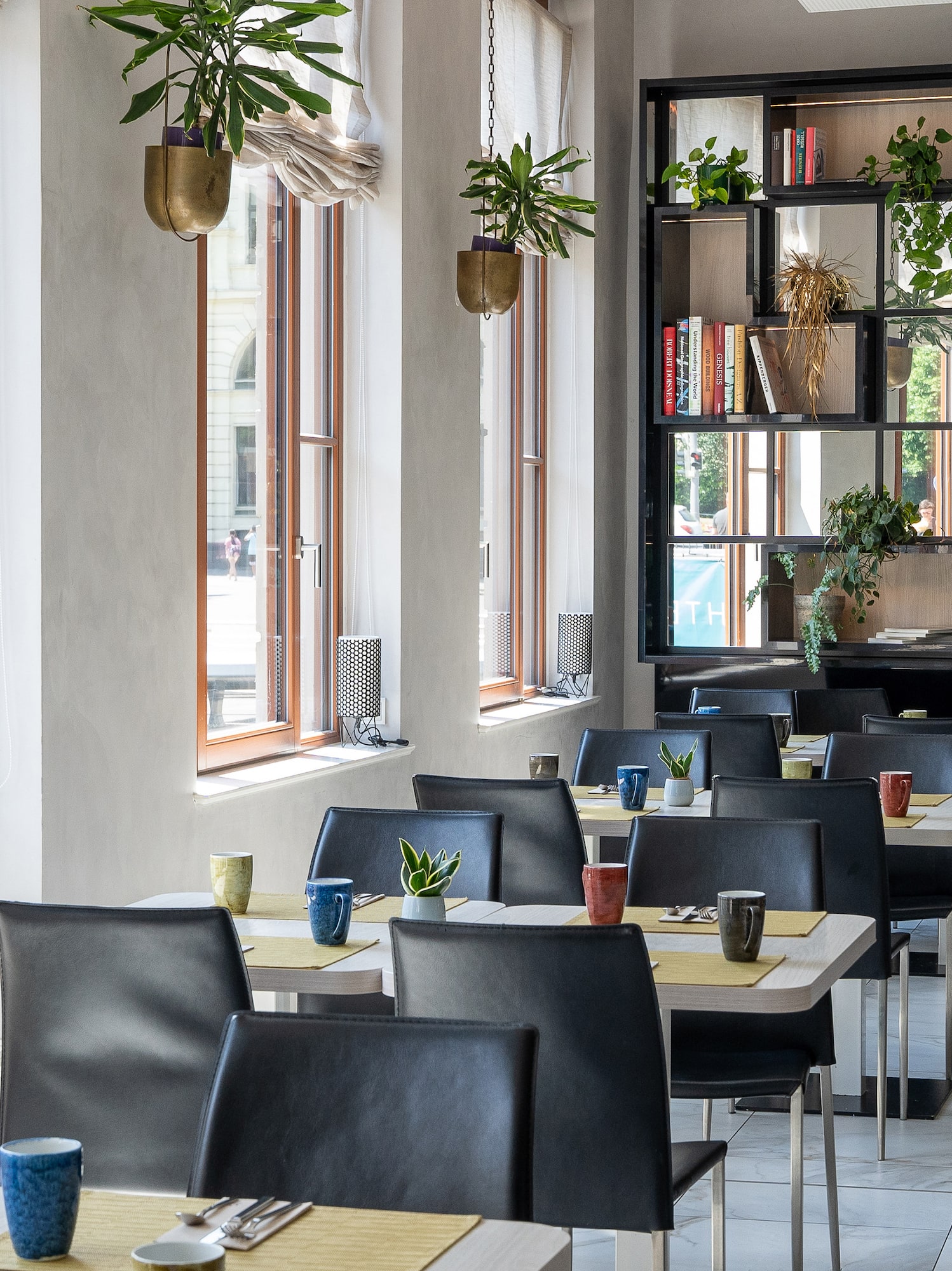 a room with tables and chairs