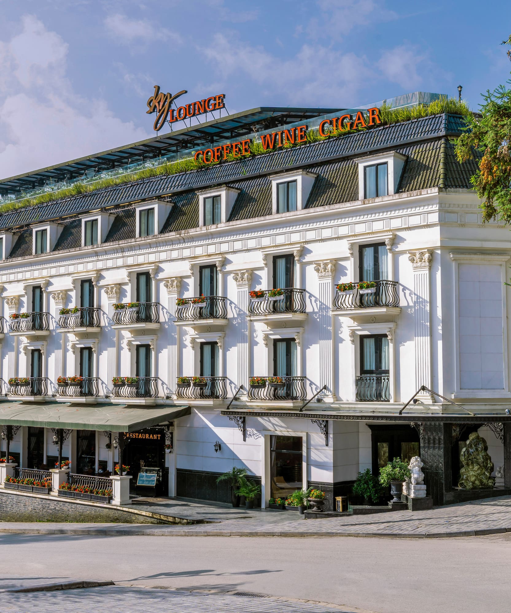 a building with a green roof