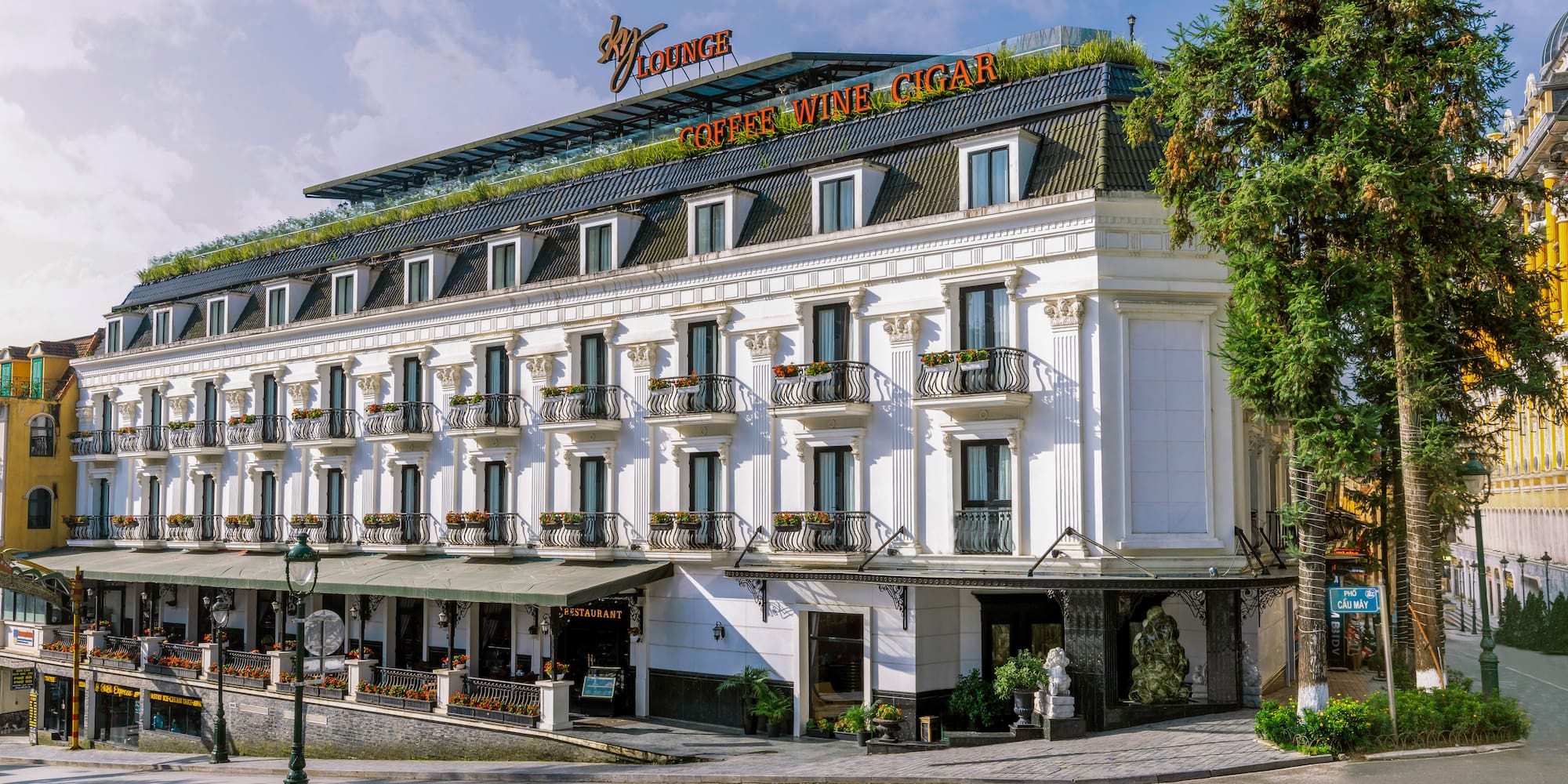 a building with a green roof