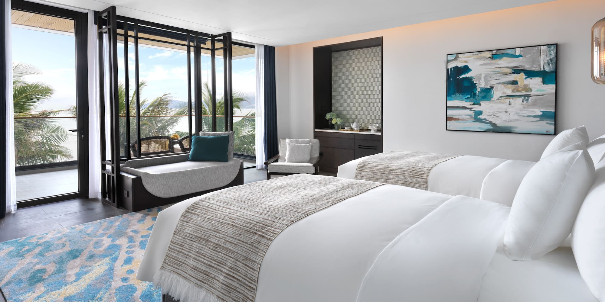 a room with a bed and a couch