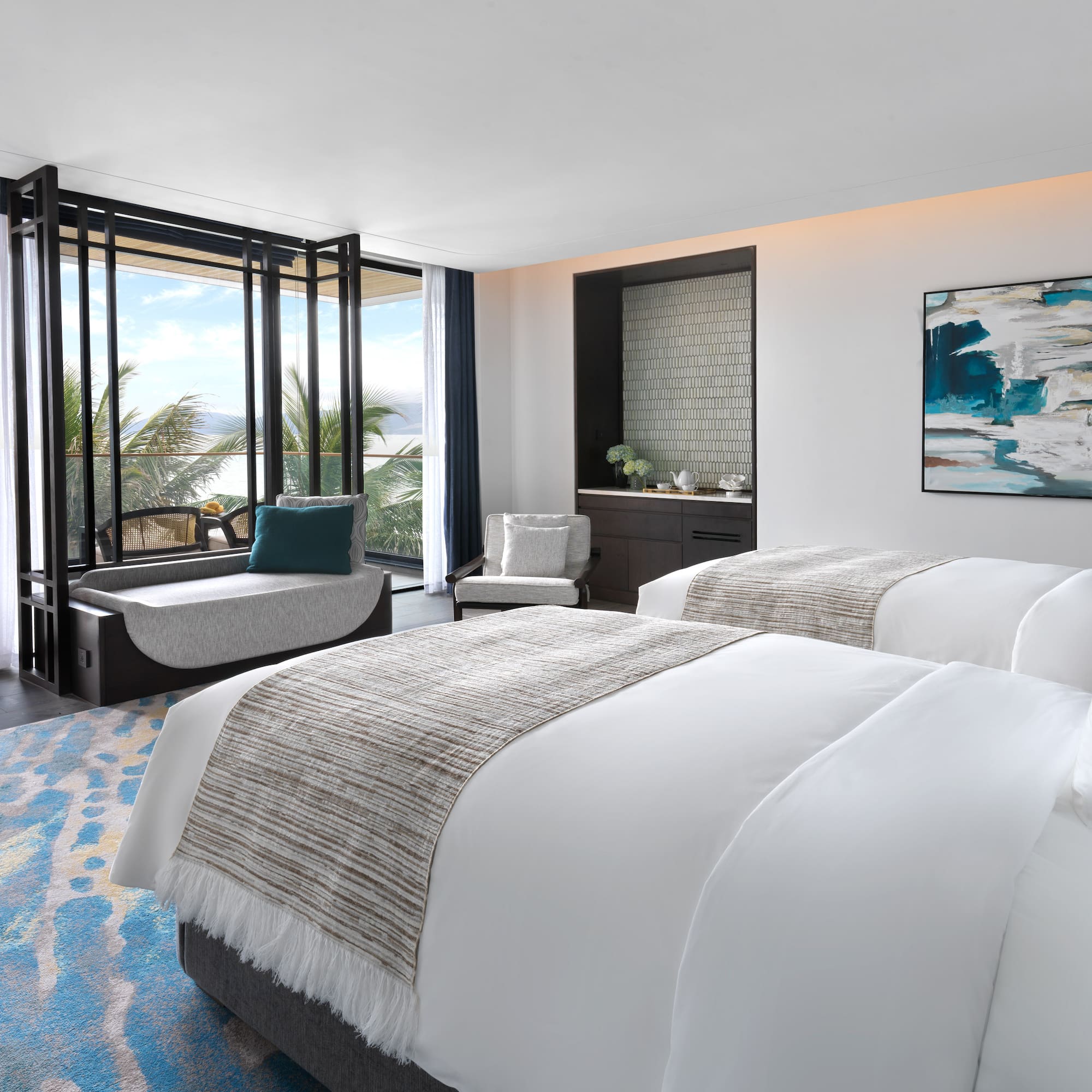 a room with a bed and a couch