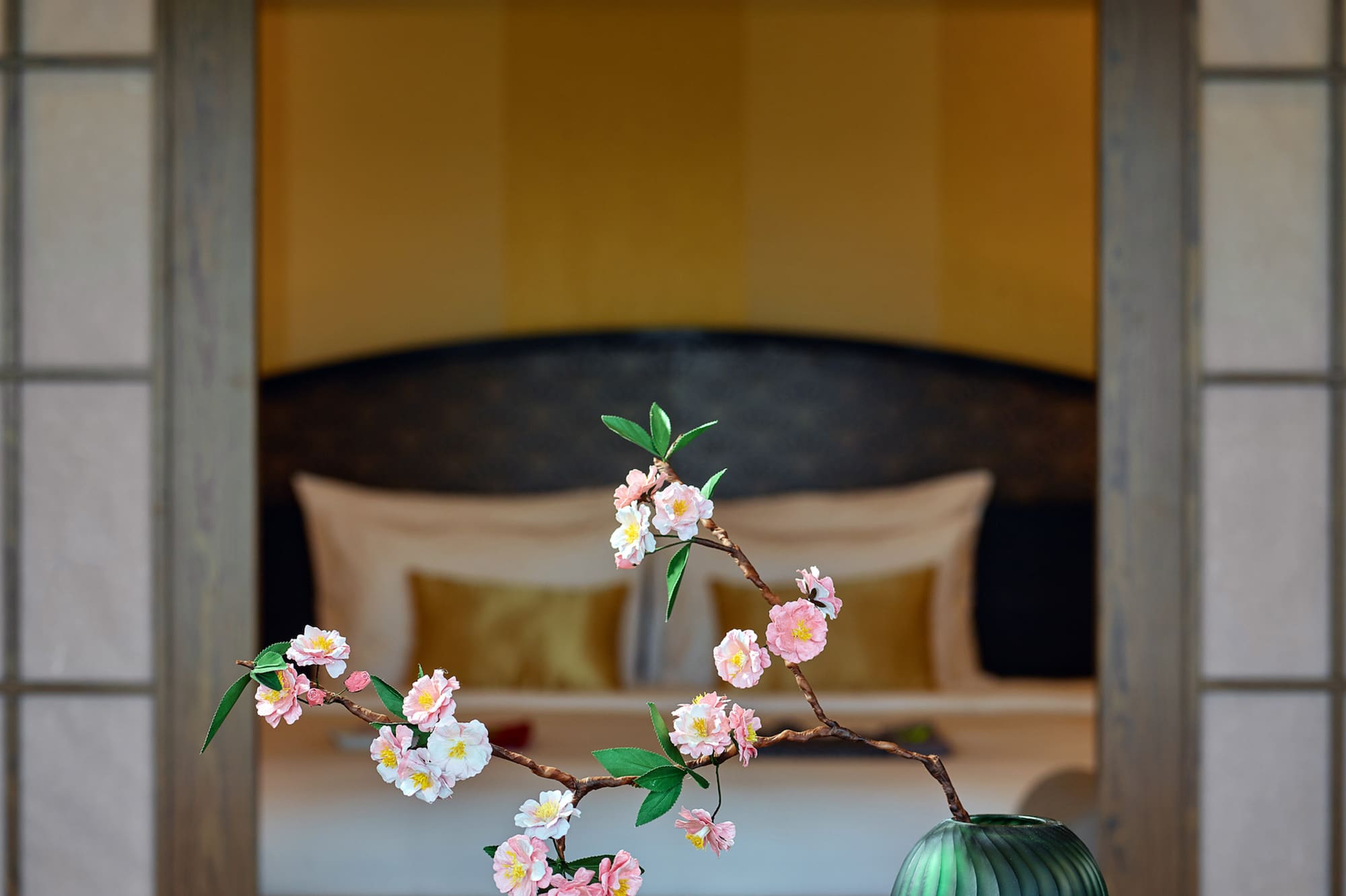 a vase with flowers on it