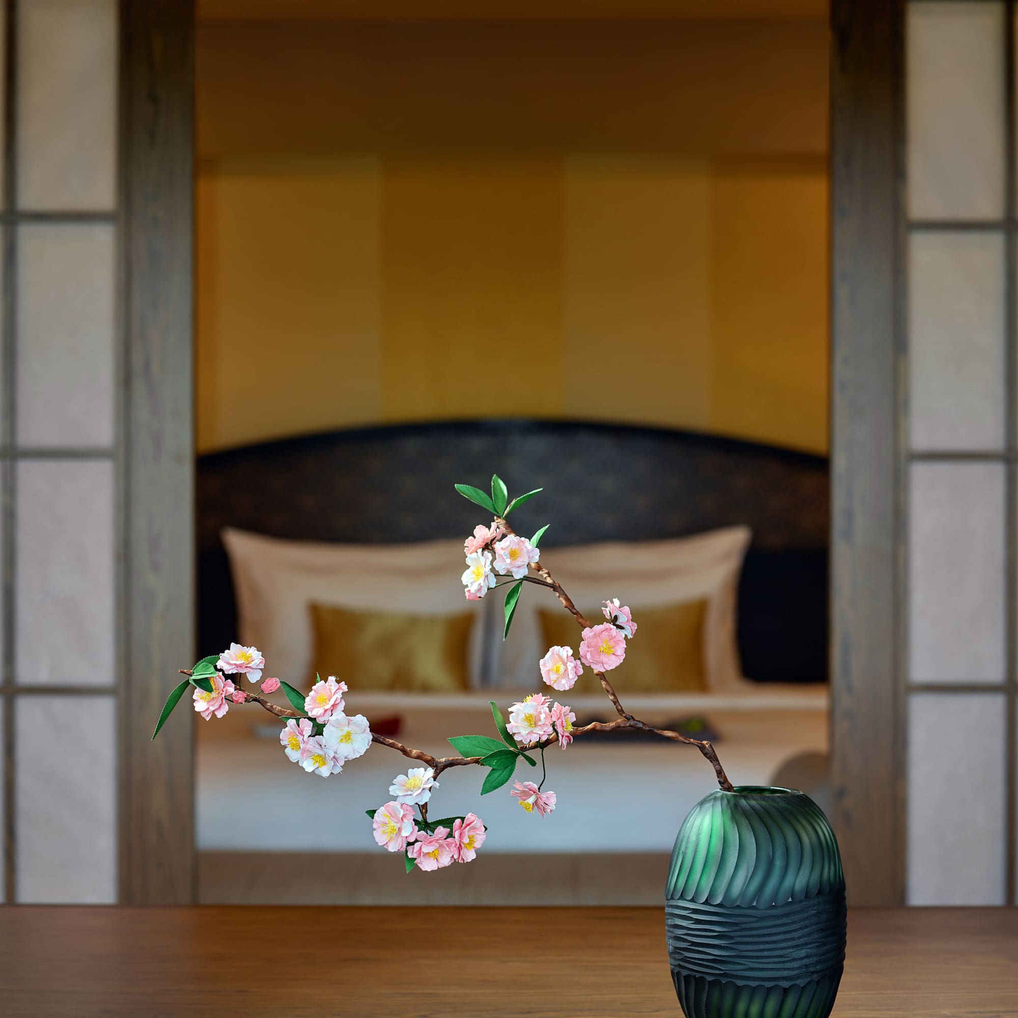 a vase with flowers on it