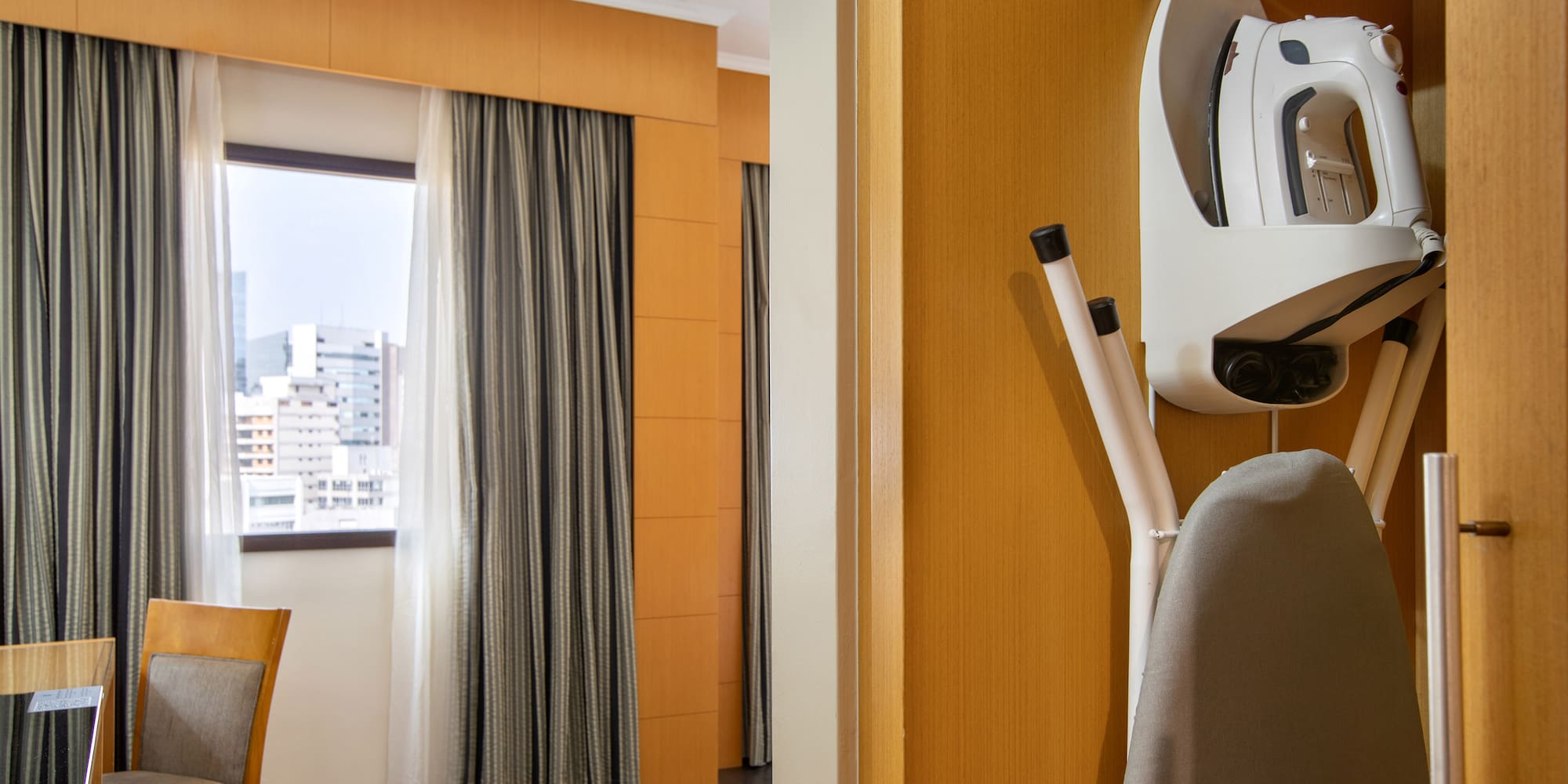 a ironing board in a room