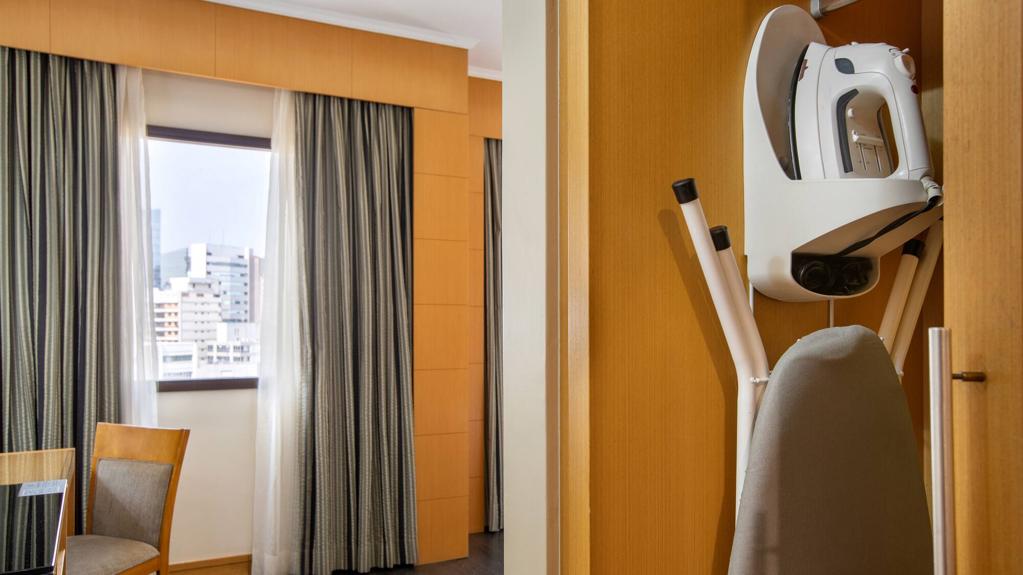 a ironing board in a room