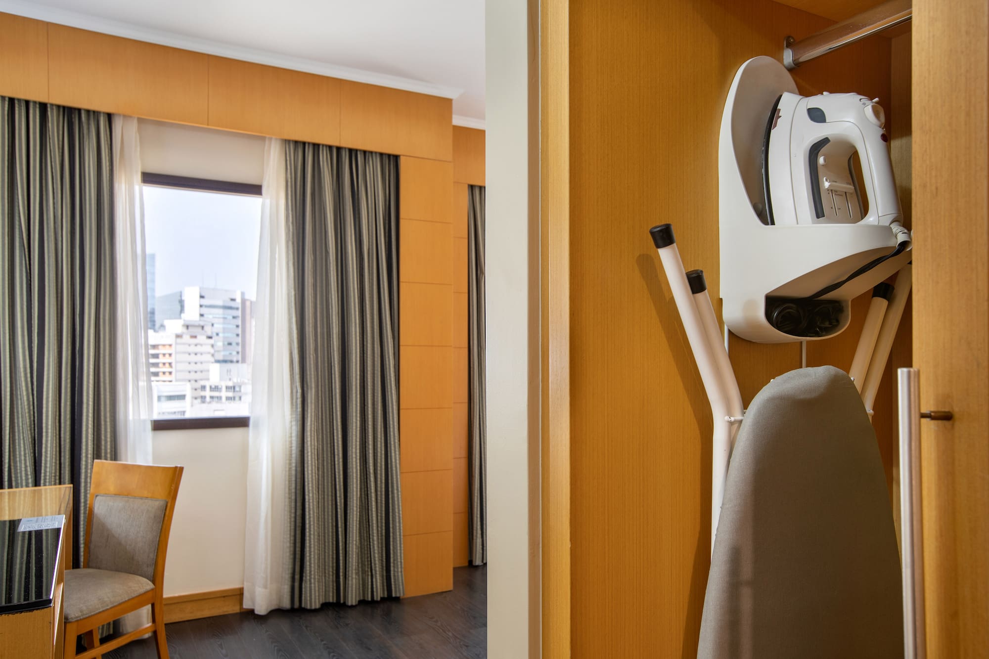 a ironing board in a room