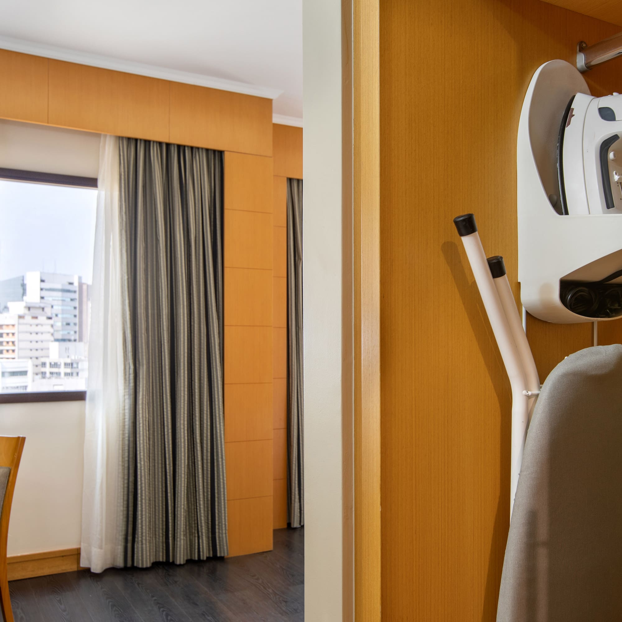 a ironing board in a room