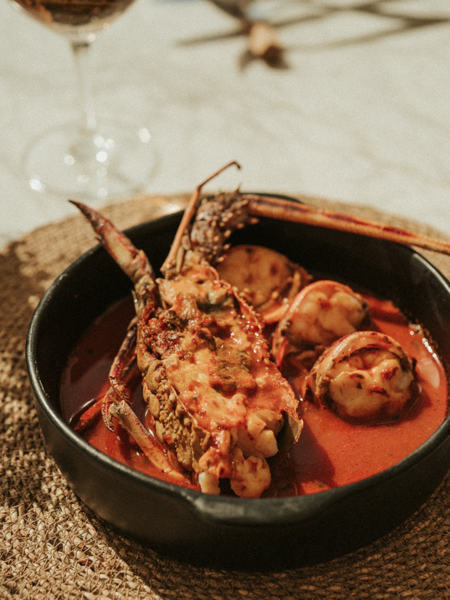 a bowl of seafood soup