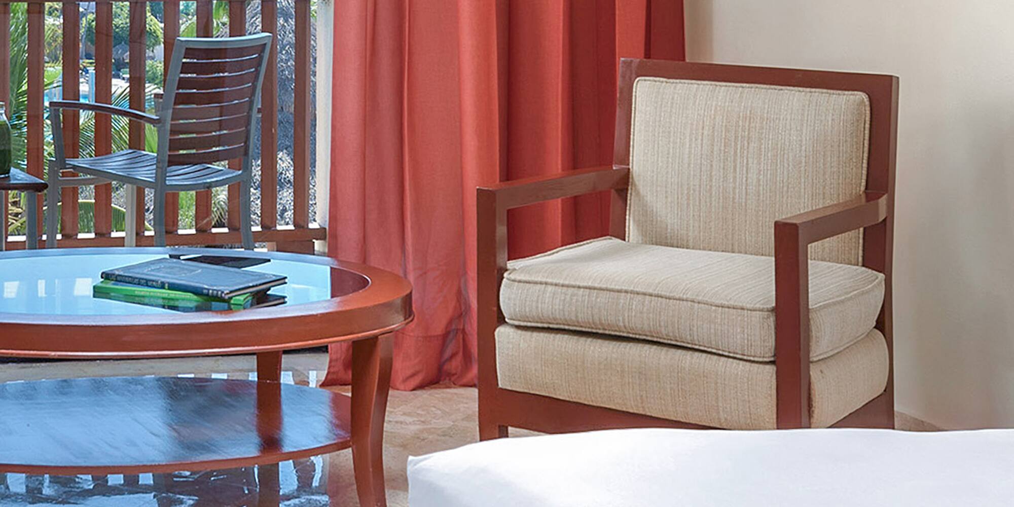 a room with a bed and a table