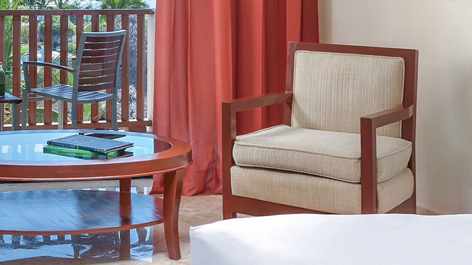 a room with a bed and a table