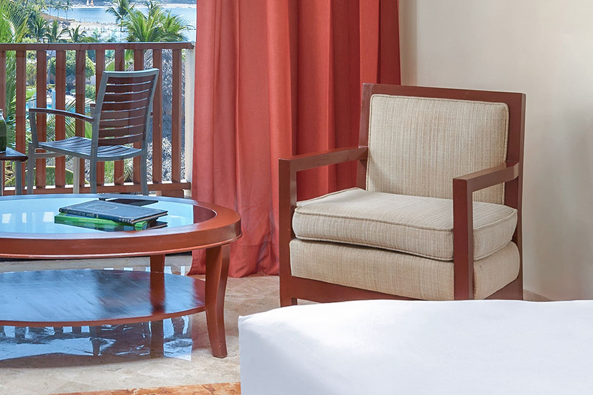 a room with a bed and a table