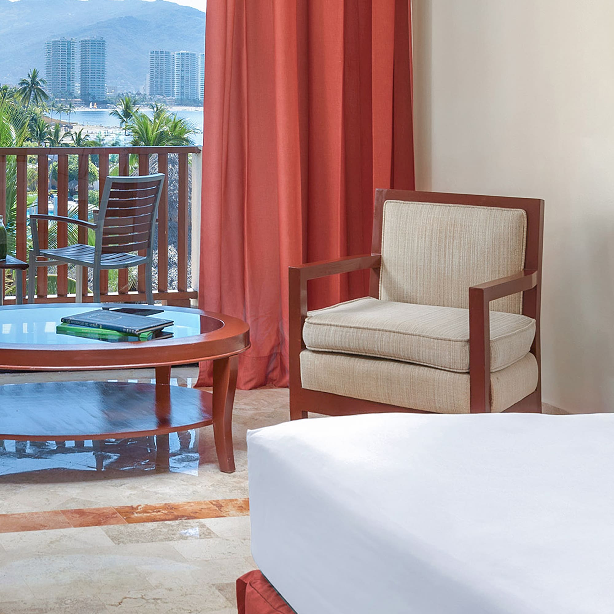 a room with a bed and a table