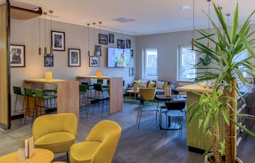 a room with tables and chairs