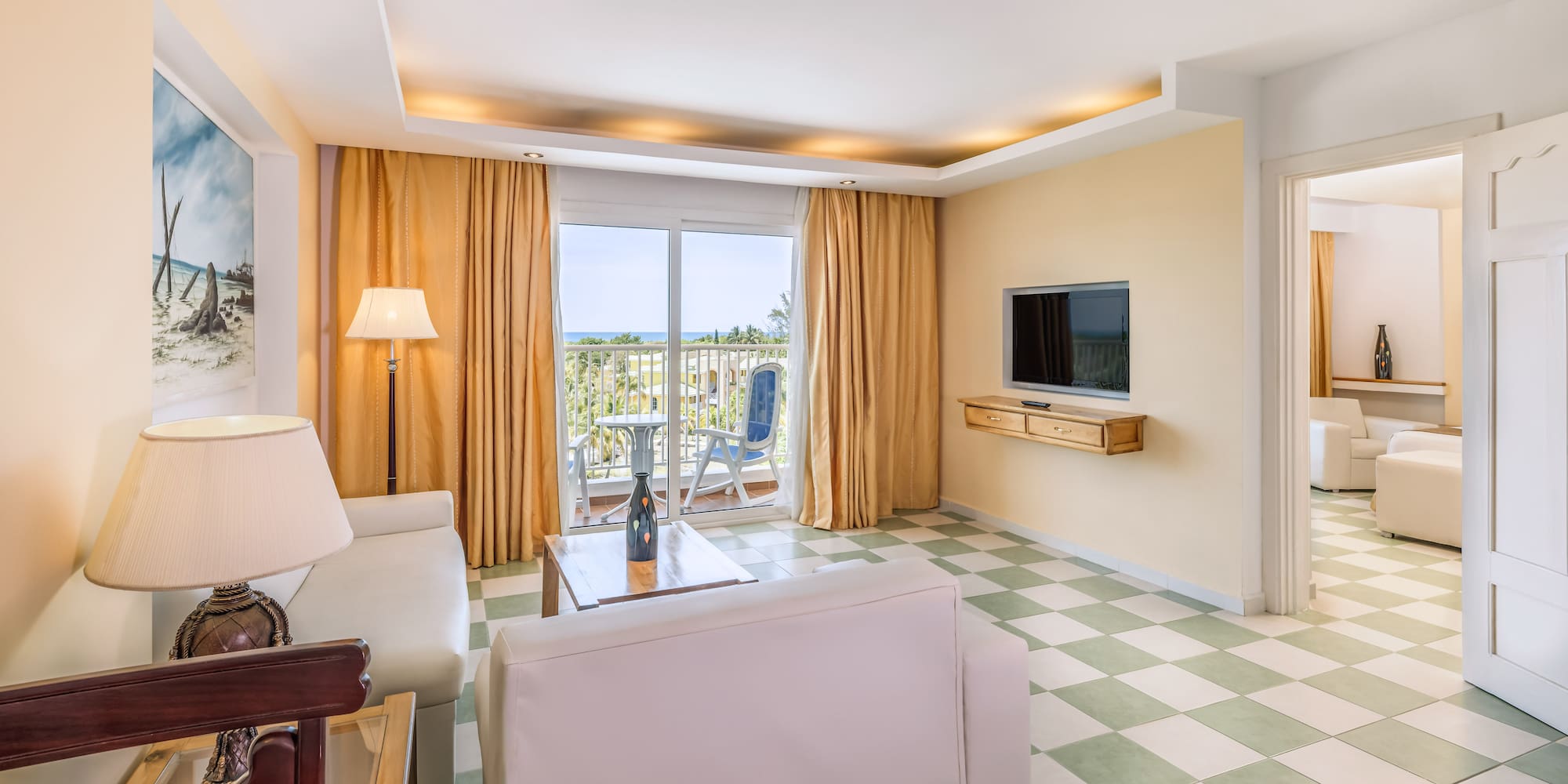 a room with a television and a couch