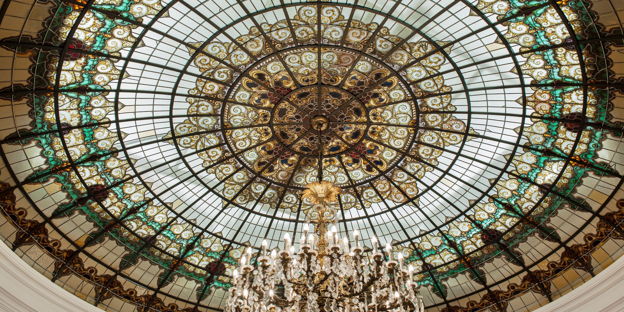 a chandelier in a ceiling
