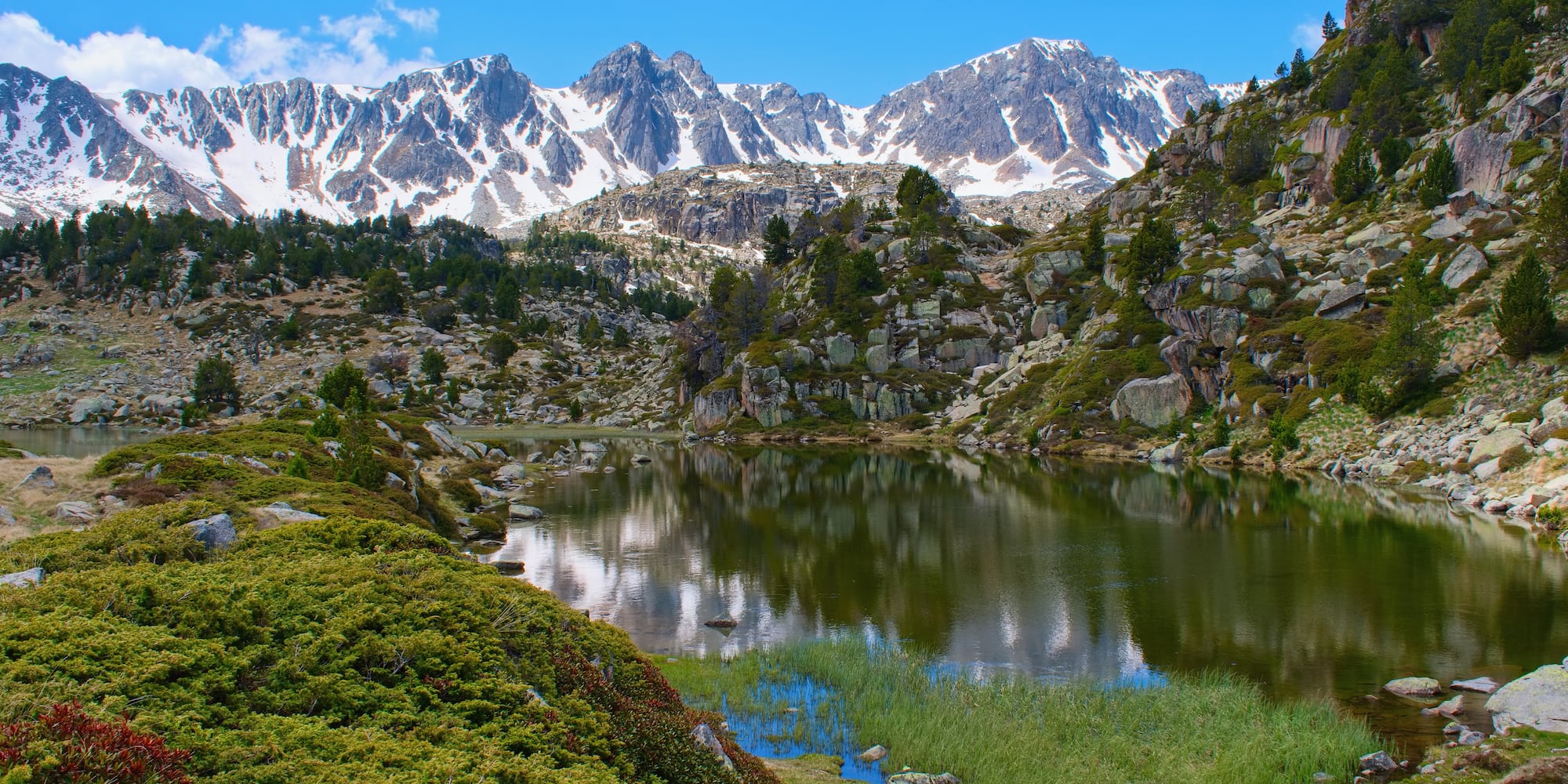 a lake surrounded by mountains
