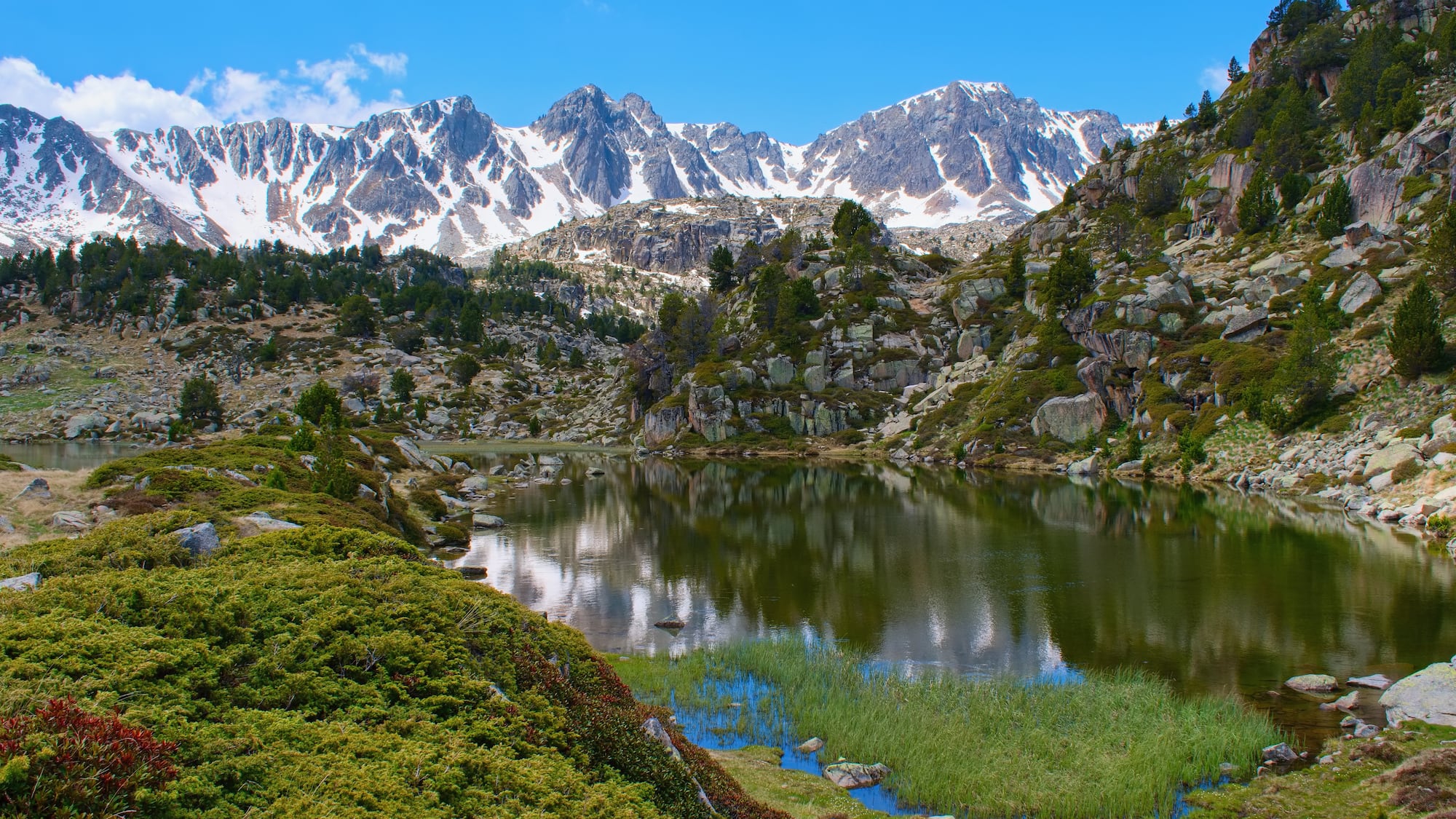 a lake surrounded by mountains