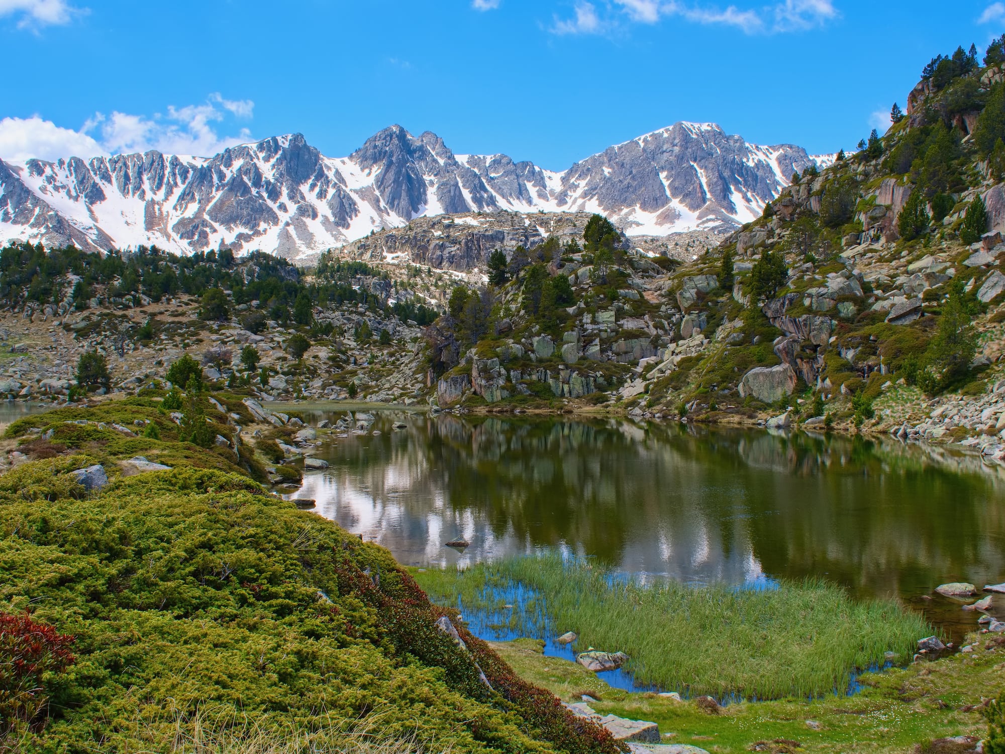 a lake surrounded by mountains