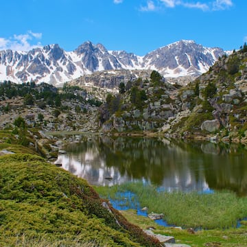 a lake surrounded by mountains