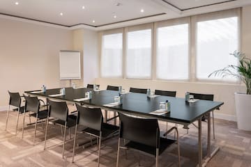 a room with a table and chairs