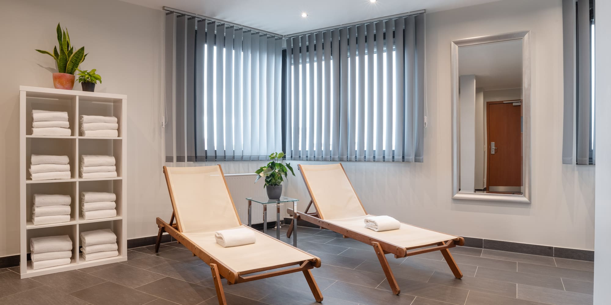 a lounge chairs in a room