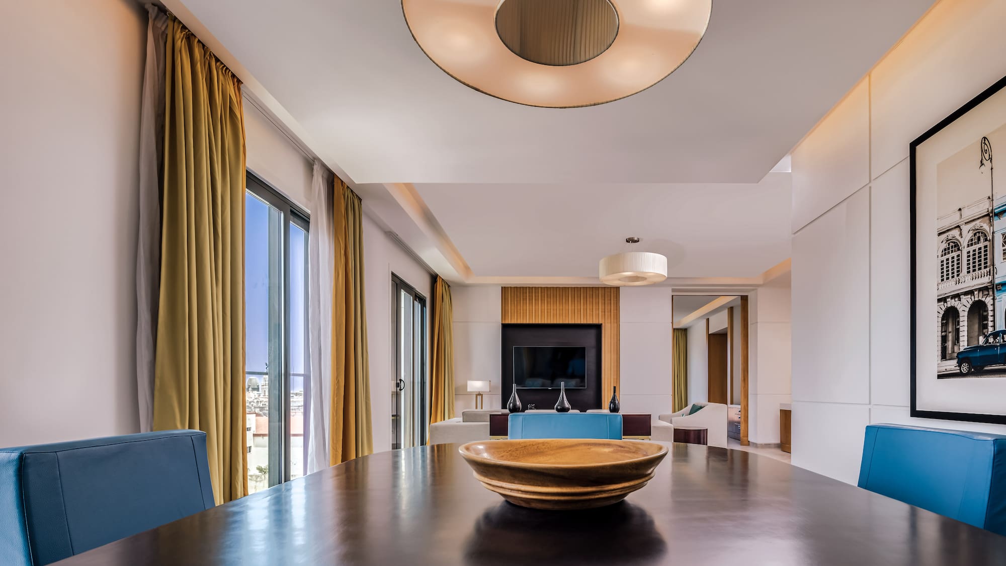 a room with a bowl on a table