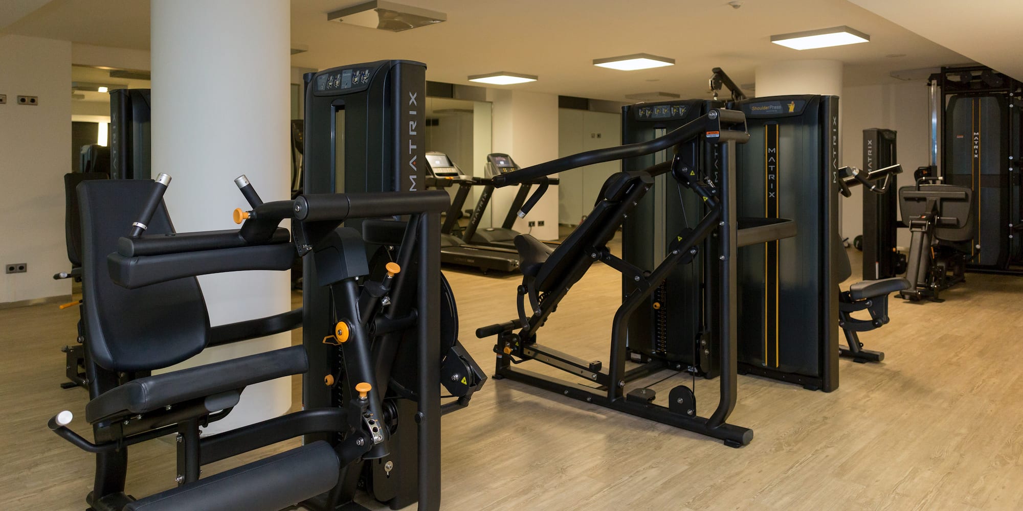 a gym with exercise equipment