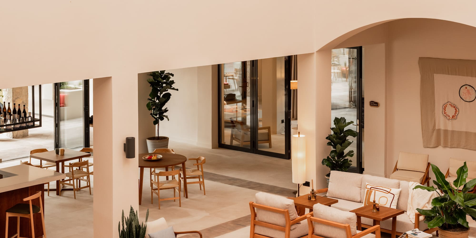 a room with furniture and tables