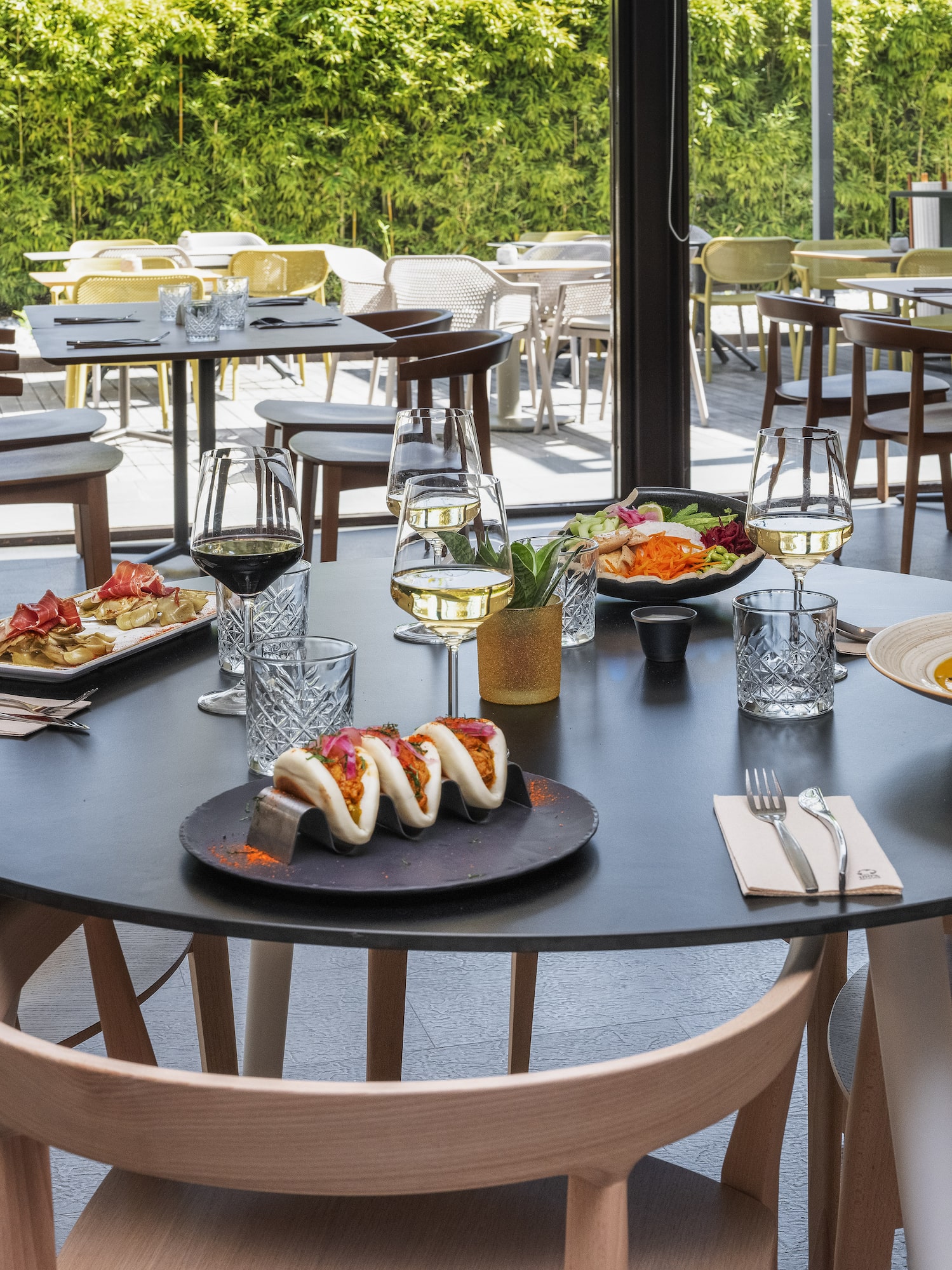a table with food on it