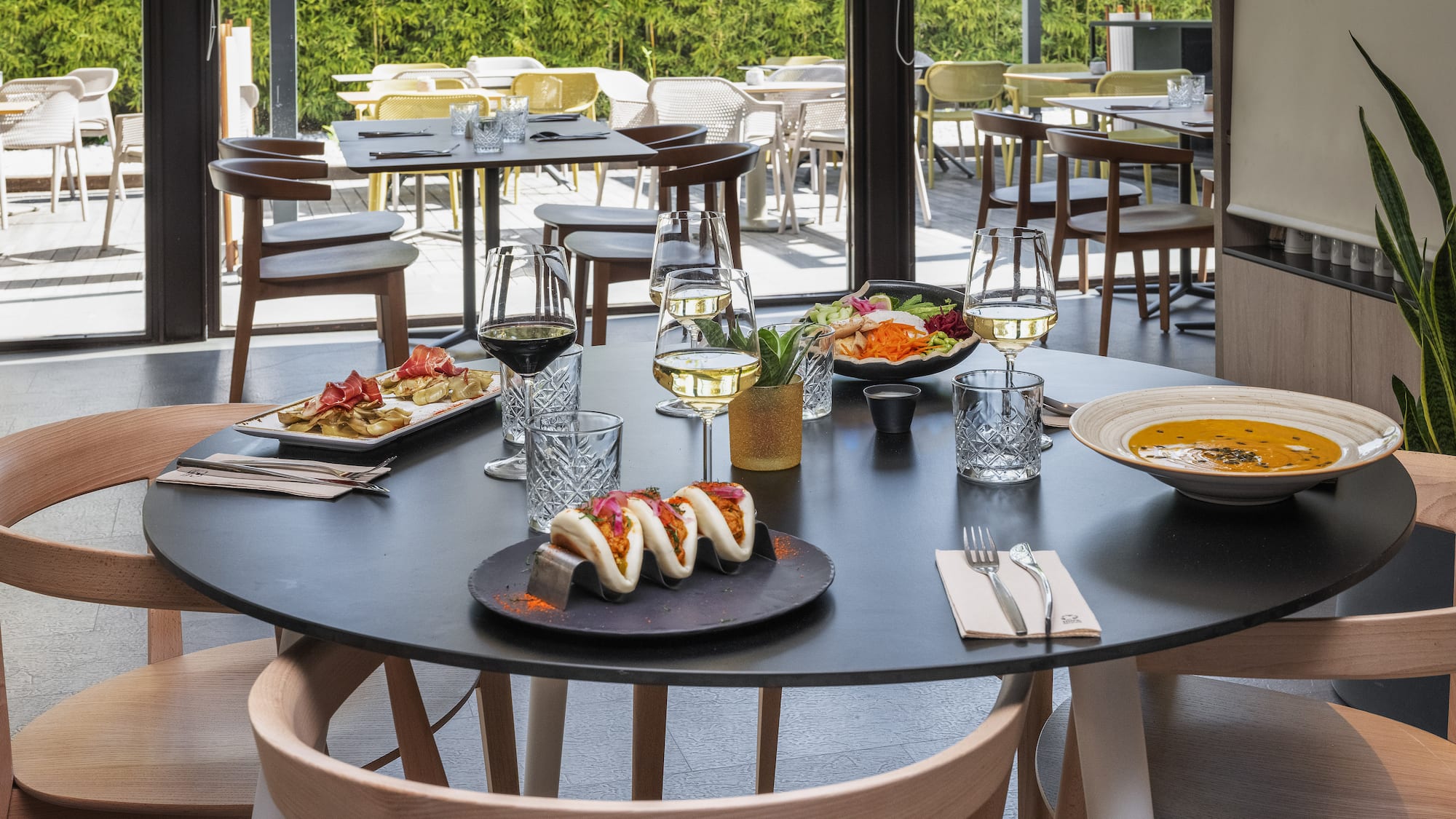 a table with food on it