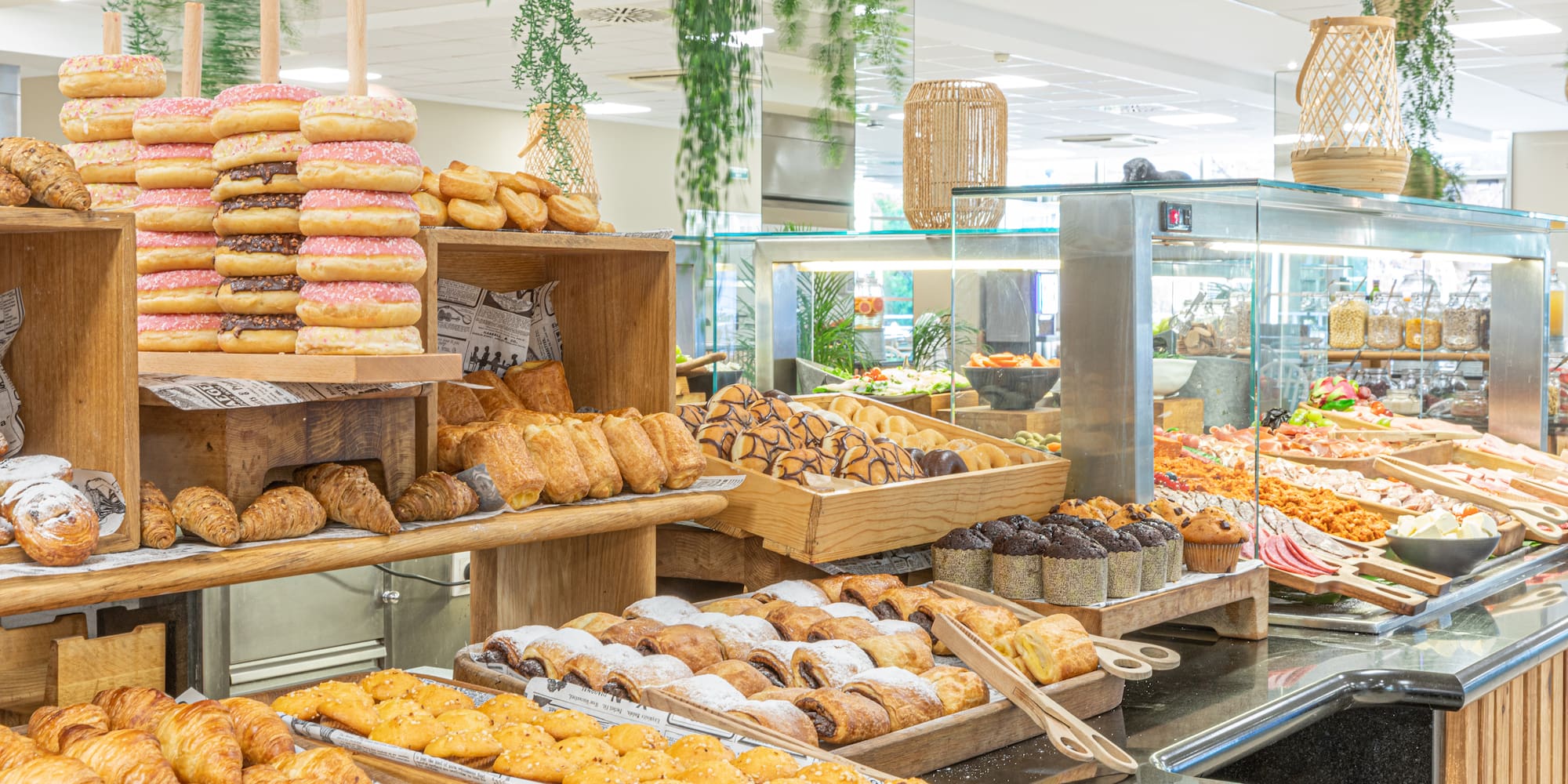 a display of pastries and pastries