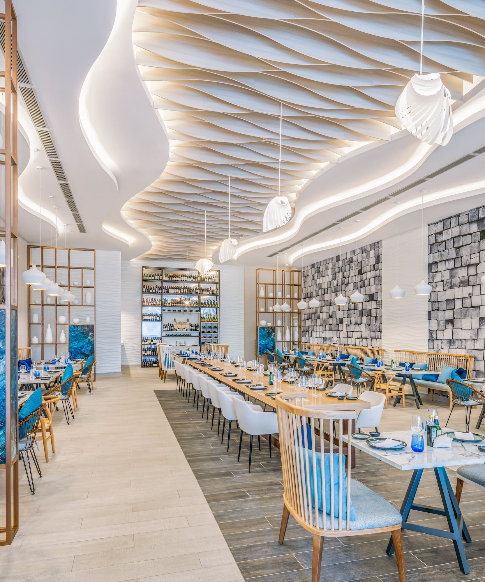 a restaurant with tables and chairs