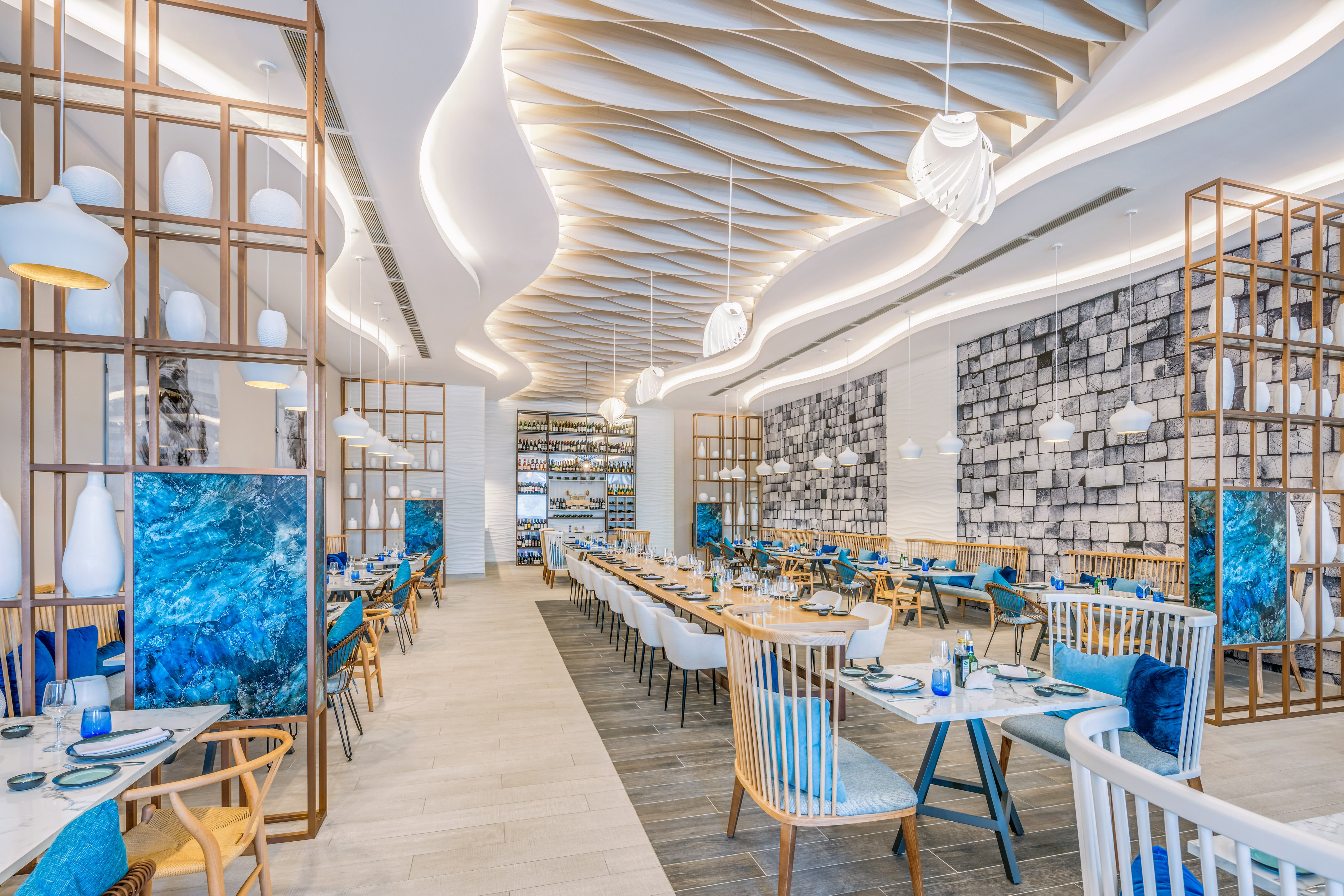 a restaurant with tables and chairs