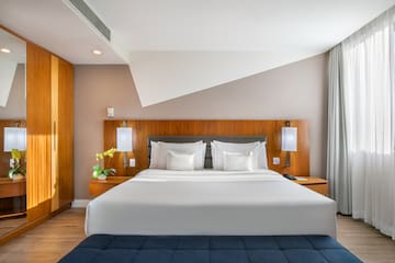 a bed in a room