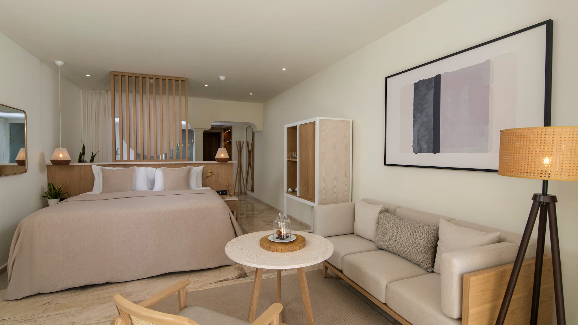 a room with a bed and a couch