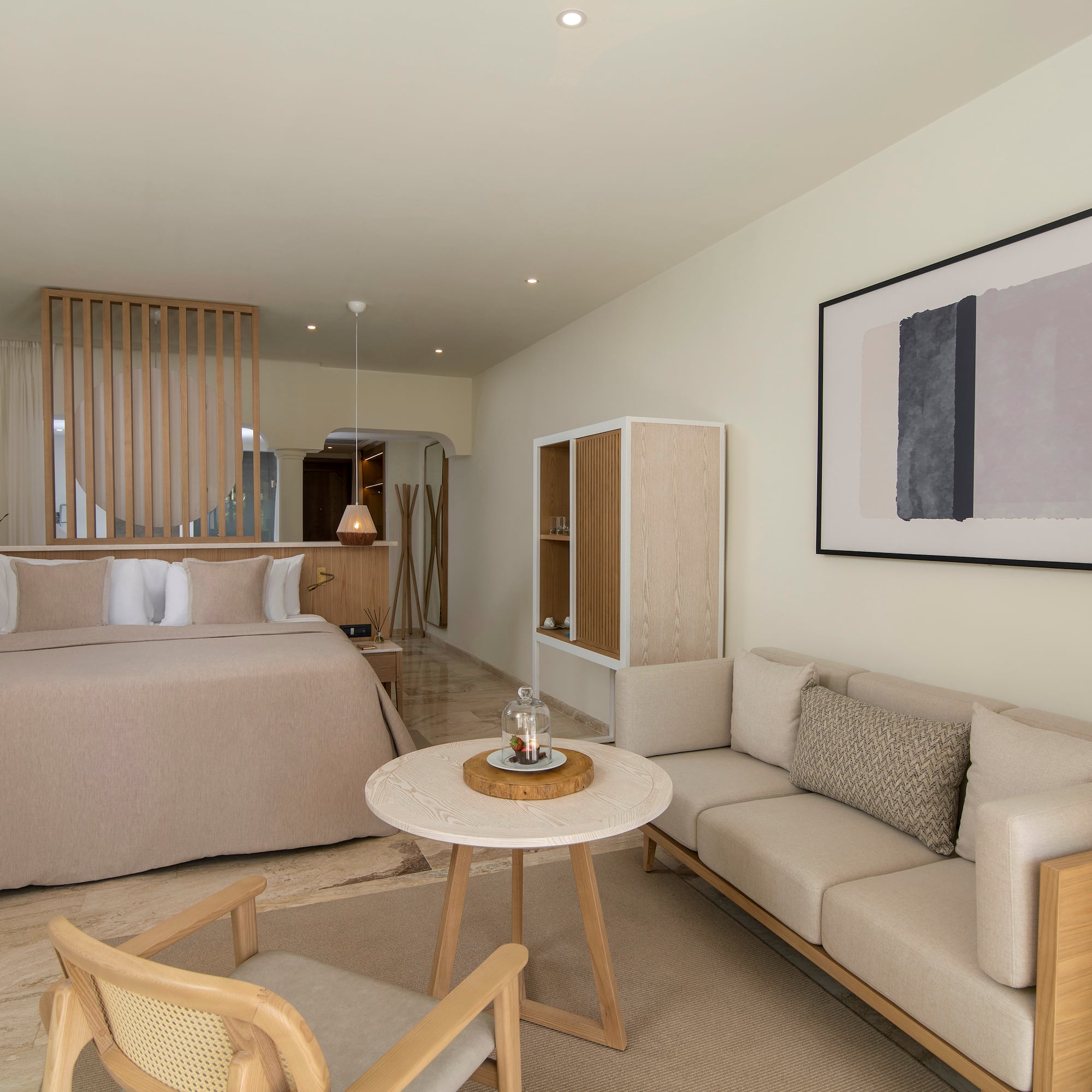 a room with a bed and a couch