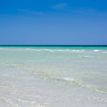 a beach with waves on the water