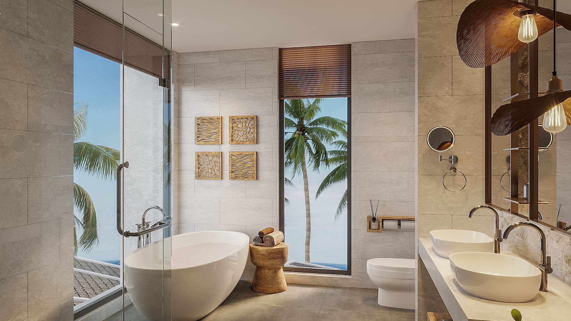 a bathroom with a tub and sink