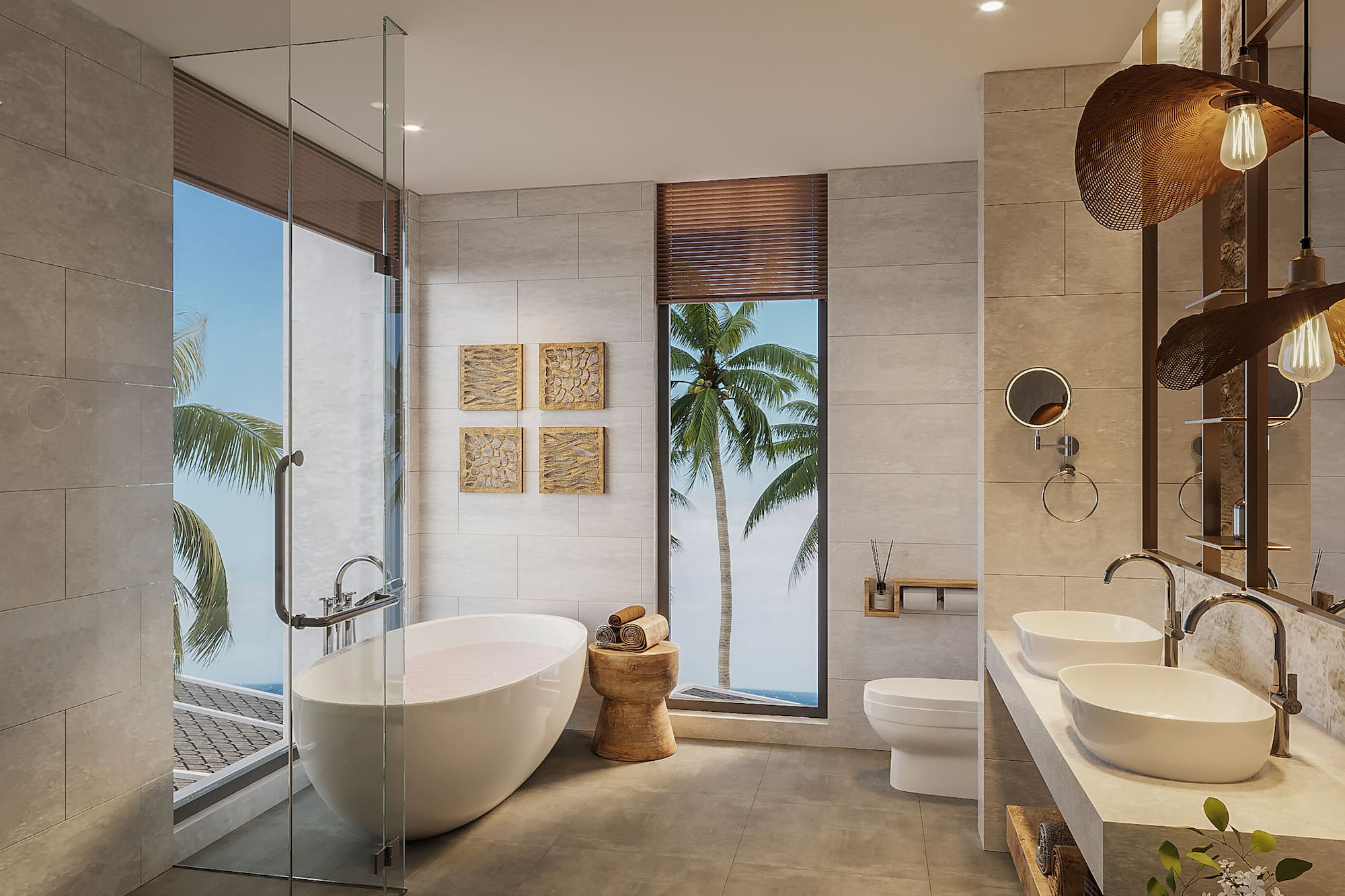 a bathroom with a tub and sink