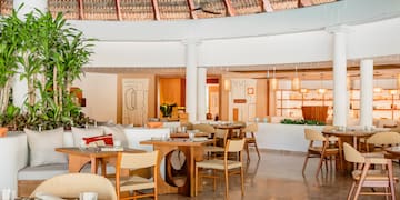 a restaurant with tables and chairs