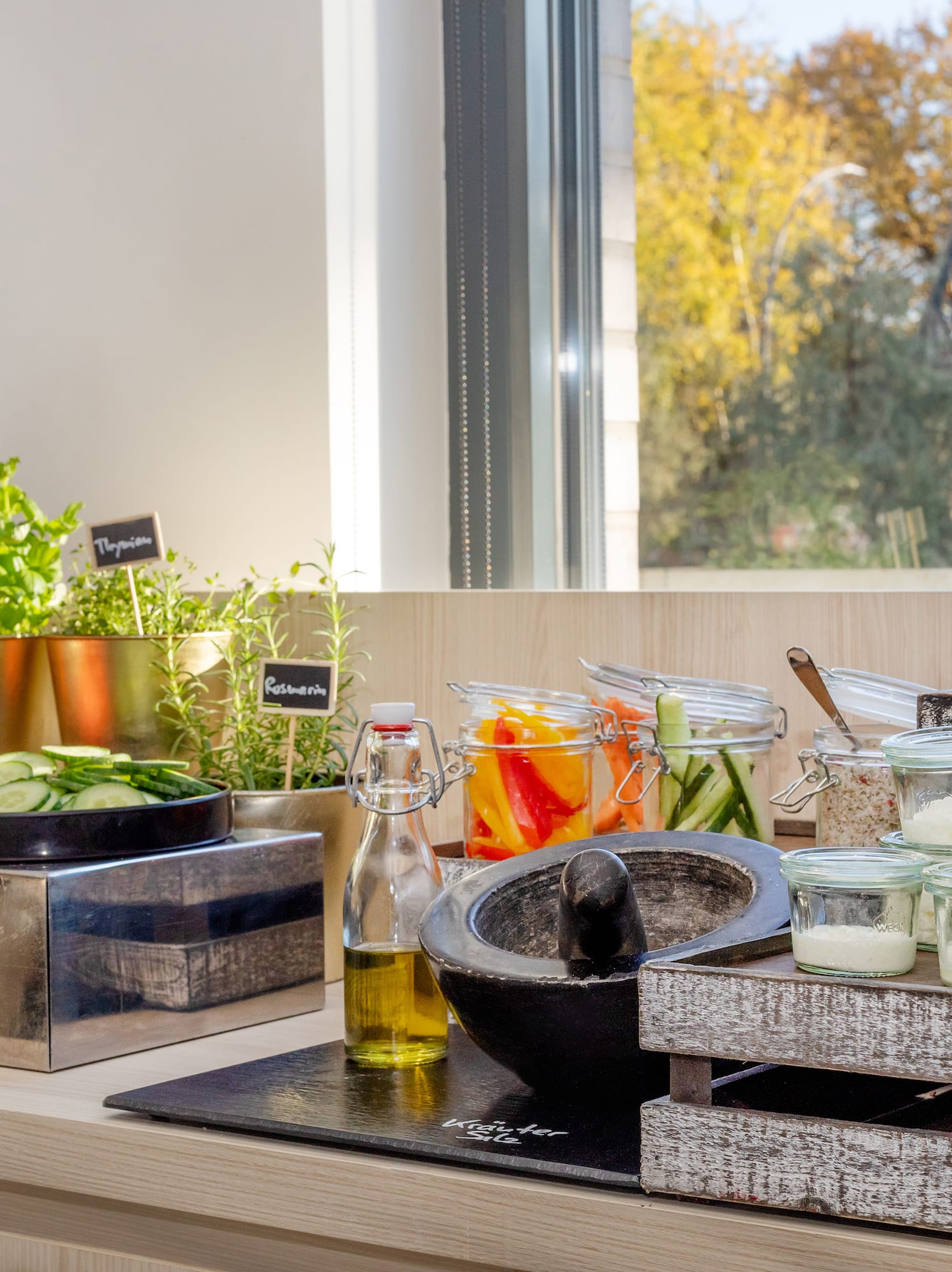 a table with food on it