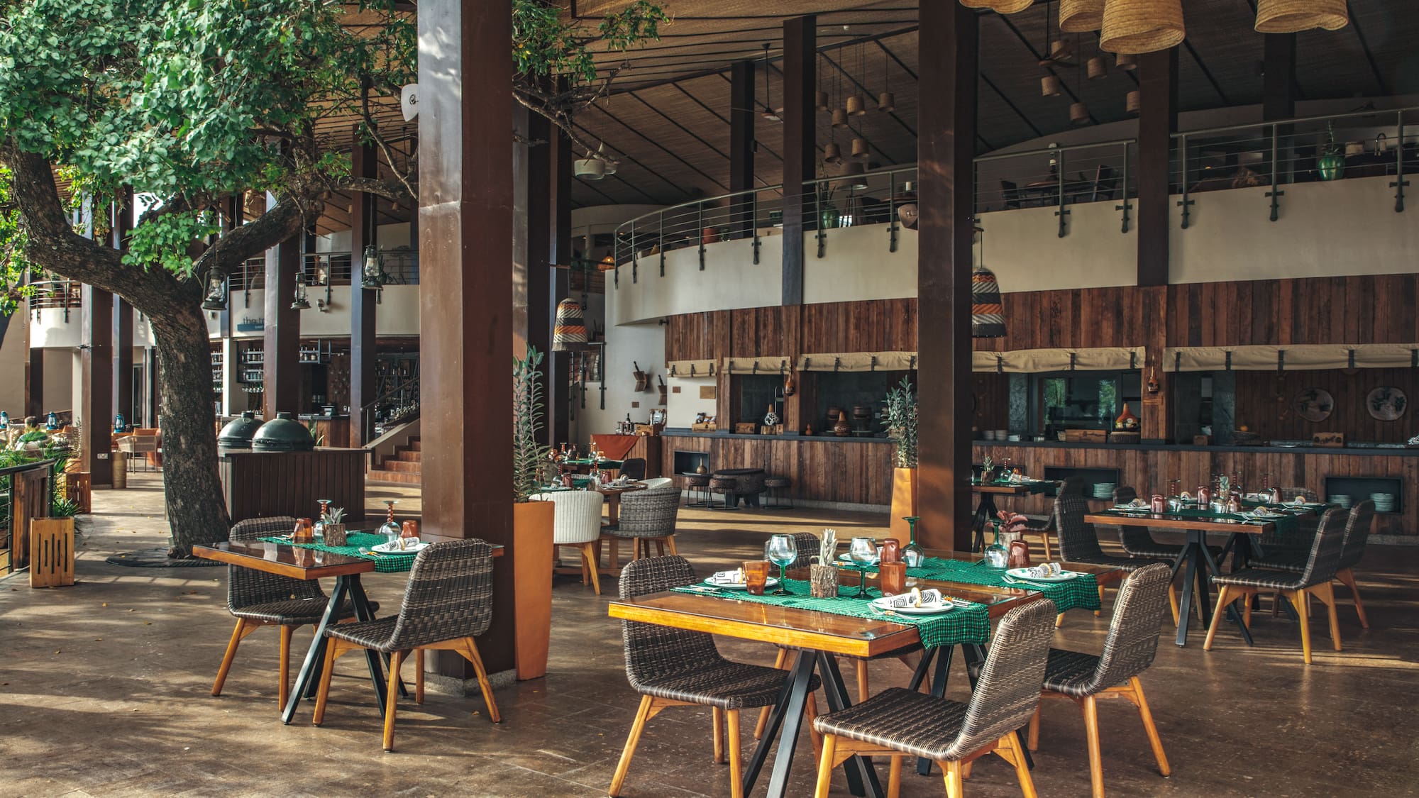 a restaurant with tables and chairs