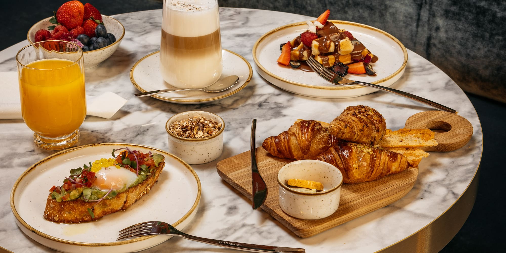 a table with food on it