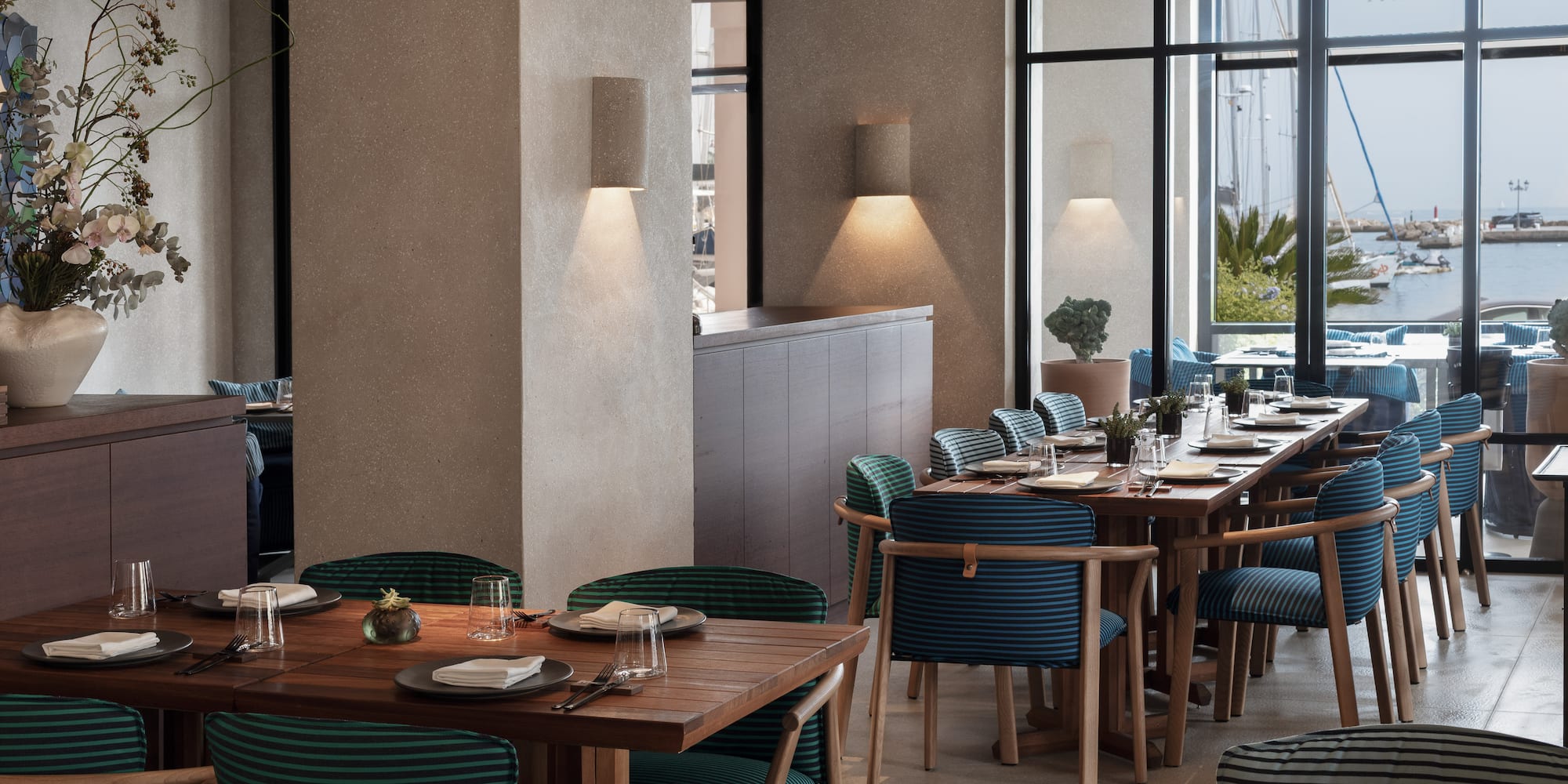 a restaurant with tables and chairs